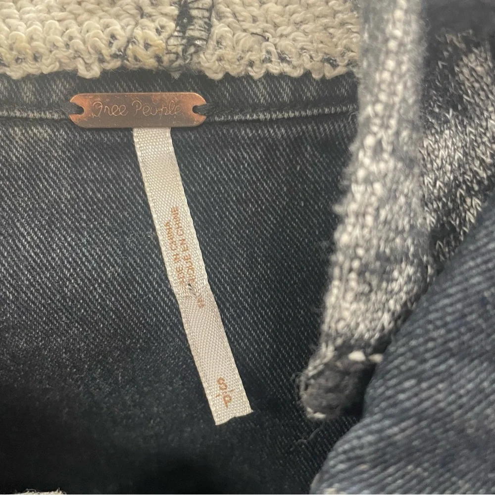 Free People Denim & Knit Hooded Jacket Size Small